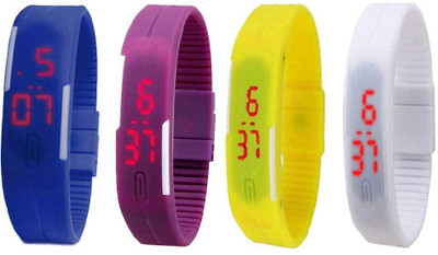 

Kissu Led Magnet Band Combo of 4 Blue, Purple, Yellow And White Watch - For Men & Women