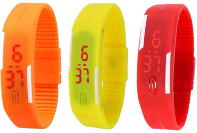 

Kissu Led Band Watch Combo of 3 Orange, Yellow And Red Watch - For Couple