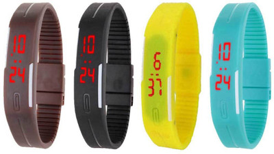 

Kissu Led Magnet Band Combo of 4 Brown, Black, Yellow And Sky Blue Watch - For Men & Women