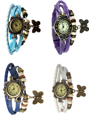 NS18 Vintage Butterfly Rakhi Combo of 4 Sky Blue, Blue, Purple And White Analog Watch  - For Women   Watches  (NS18)