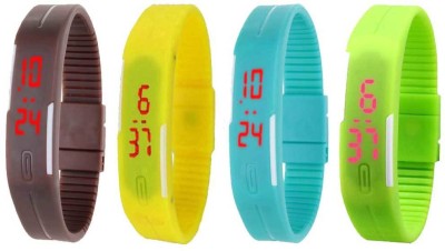 NS18 Silicone Led Magnet Band Combo of 4 Brown, Yellow, Sky Blue And Green Digital Watch  - For Boys & Girls   Watches  (NS18)