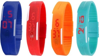 NS18 Silicone Led Magnet Band Watch Combo of 4 Blue, Red, Orange And Sky Blue Digital Watch  - For Couple   Watches  (NS18)
