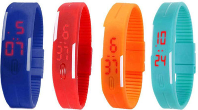 

Kissu Led Magnet Band Combo of 4 Blue, Red, Orange And Sky Blue Watch - For Men & Women