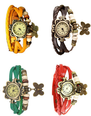 

Kissu Vintage Rakhi Combo of 4 Yellow, Green, Brown And Red Watch - For Women