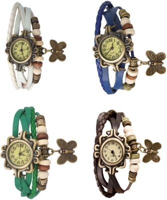 NS18 Vintage Butterfly Rakhi Combo of 4 White, Green, Blue And Brown Analog Watch  - For Women   Watches  (NS18)