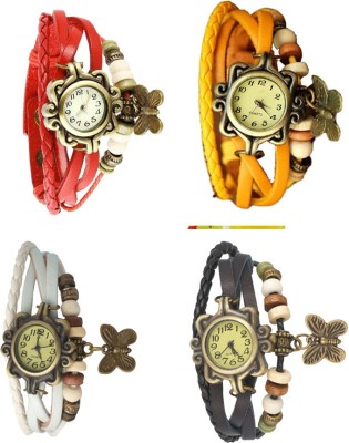 NS18 Vintage Butterfly Rakhi Combo of 4 Red, White, Yellow And Black Analog Watch  - For Women   Watches  (NS18)
