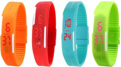 NS18 Silicone Led Magnet Band Combo of 4 Orange, Red, Sky Blue And Green Digital Watch  - For Boys & Girls   Watches  (NS18)