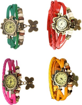 NS18 Vintage Butterfly Rakhi Combo of 4 Green, Pink, Red And Yellow Analog Watch  - For Women   Watches  (NS18)