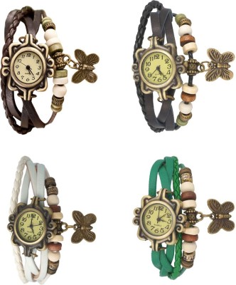 NS18 Vintage Butterfly Rakhi Combo of 4 Brown, White, Black And Green Analog Watch  - For Women   Watches  (NS18)