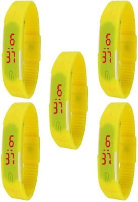 NS18 Silicone Led Magnet Band Combo of 5 Yellow Digital Watch  - For Boys & Girls   Watches  (NS18)