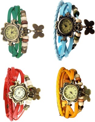 NS18 Vintage Butterfly Rakhi Combo of 4 Green, Red, Sky Blue And Yellow Analog Watch  - For Women   Watches  (NS18)