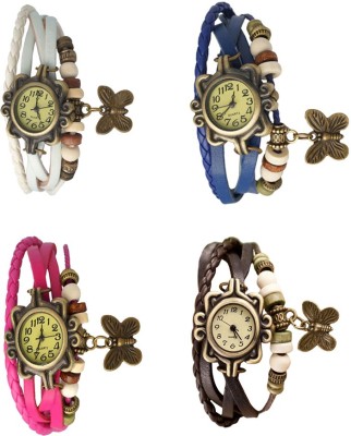NS18 Vintage Butterfly Rakhi Combo of 4 White, Pink, Blue And Brown Analog Watch  - For Women   Watches  (NS18)