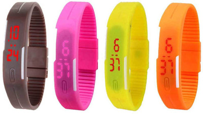 

Kissu Led Magnet Band Combo of 4 Brown, Pink, Yellow And Orange Watch - For Men & Women