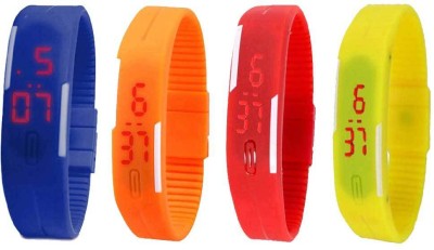 NS18 Silicone Led Magnet Band Combo of 4 Blue, Orange, Red And Yellow Digital Watch  - For Boys & Girls   Watches  (NS18)