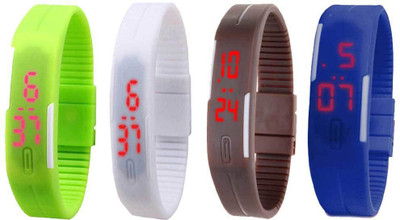 

Kissu Led Magnet Band Combo of 4 Green, White, Brown And Blue Watch - For Men & Women