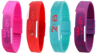 NS18 Silicone Led Magnet Band Watch Combo of 4 Pink, Red, Sky Blue And Purple Digital Watch  - For Couple   Watches  (NS18)