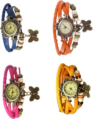 NS18 Vintage Butterfly Rakhi Combo of 4 Blue, Pink, Orange And Yellow Analog Watch  - For Women   Watches  (NS18)