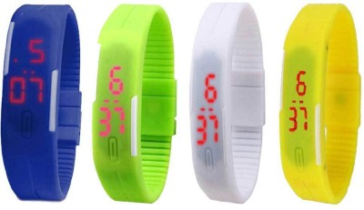NS18 Silicone Led Magnet Band Combo of 4 Blue, Green, White And Yellow Digital Watch  - For Boys & Girls   Watches  (NS18)