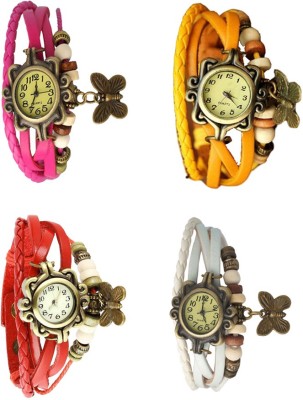 NS18 Vintage Butterfly Rakhi Combo of 4 Pink, Red, Yellow And White Analog Watch  - For Women   Watches  (NS18)
