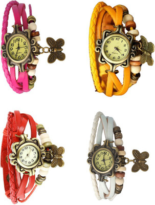 

Kissu Vintage Rakhi Combo of 4 Pink, Red, Yellow And White Watch - For Women