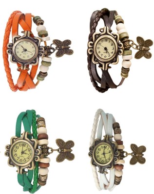 NS18 Vintage Butterfly Rakhi Combo of 4 Orange, Green, Brown And White Analog Watch  - For Women   Watches  (NS18)