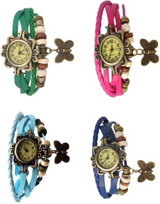 NS18 Vintage Butterfly Rakhi Combo of 4 Green, Sky Blue, Pink And Blue Analog Watch  - For Women   Watches  (NS18)