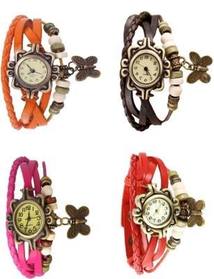NS18 Vintage Butterfly Rakhi Combo of 4 Orange, Pink, Brown And Red Analog Watch  - For Women   Watches  (NS18)