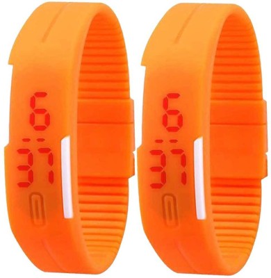 NS18 Silicone Led Magnet Band Set of 2 Orange Digital Watch  - For Boys & Girls   Watches  (NS18)