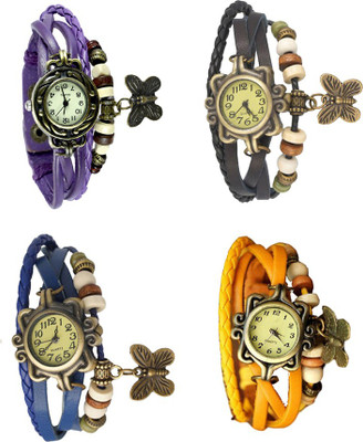 

Kissu Vintage Rakhi Combo of 4 Purple, Blue, Black And Yellow Watch - For Women