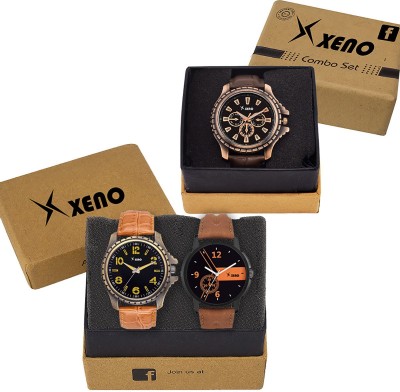 Xeno 603-315-78x New Look Fashion Stylish Chronograph Pattern Titanium Triple Combo Pack Of 3 Slim Dial for men Watch  - For Boys   Watches  (Xeno)