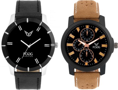 Fogg Stylish Combo of 2 Watches 5055-BR-BK Modish Watch  - For Men   Watches  (FOGG)