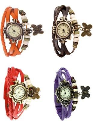 NS18 Vintage Butterfly Rakhi Combo of 4 Orange, Red, Brown And Purple Analog Watch  - For Women   Watches  (NS18)