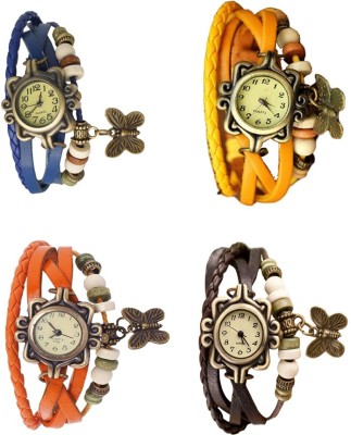 NS18 Vintage Butterfly Rakhi Combo of 4 Blue, Orange, Yellow And Brown Analog Watch  - For Women   Watches  (NS18)