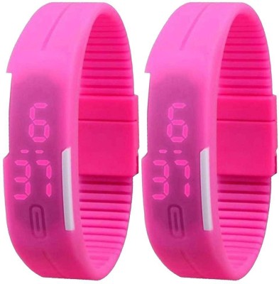 NS18 Silicone Led Magnet Band Set of 2 Pink Digital Watch  - For Boys & Girls   Watches  (NS18)