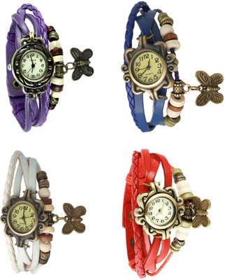 

Kissu Vintage Rakhi Combo of 4 Purple, White, Blue And Red Watch - For Women