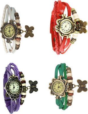 

Kissu Vintage Rakhi Combo of 4 White, Purple, Red And Green Watch - For Women