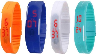 NS18 Silicone Led Magnet Band Watch Combo of 4 Orange, Blue, White And Sky Blue Digital Watch  - For Couple   Watches  (NS18)