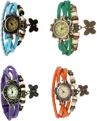 NS18 Vintage Butterfly Rakhi Combo of 4 Sky Blue, Purple, Green And Orange Analog Watch  - For Women   Watches  (NS18)