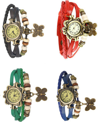 

Kissu Vintage Rakhi Combo of 4 Black, Green, Red And Blue Watch - For Women