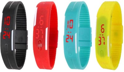 NS18 Silicone Led Magnet Band Combo of 4 Black, Red, Sky Blue And Yellow Digital Watch  - For Boys & Girls   Watches  (NS18)