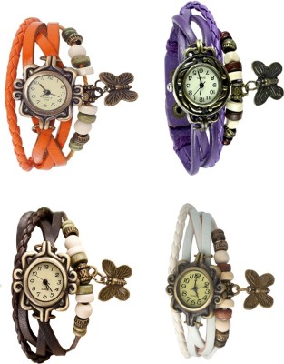 NS18 Vintage Butterfly Rakhi Combo of 4 Orange, Brown, Purple And White Analog Watch  - For Women   Watches  (NS18)