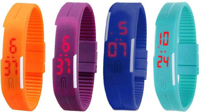 

Kissu Led Magnet Band Combo of 4 Orange, Purple, Blue And Sky Blue Watch - For Men & Women
