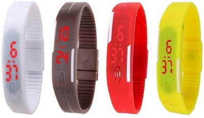 NS18 Silicone Led Magnet Band Combo of 4 White, Brown, Red And Yellow Digital Watch  - For Boys & Girls   Watches  (NS18)