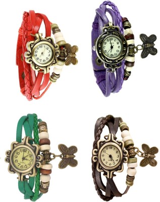 NS18 Vintage Butterfly Rakhi Combo of 4 Red, Green, Purple And Brown Analog Watch  - For Women   Watches  (NS18)