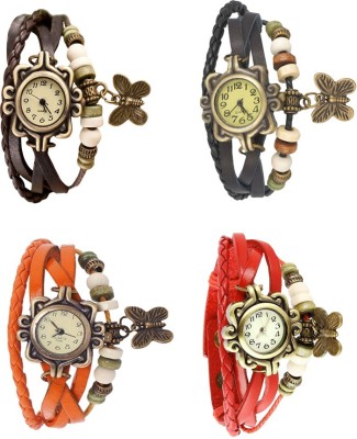 NS18 Vintage Butterfly Rakhi Combo of 4 Brown, Orange, Black And Red Analog Watch  - For Women   Watches  (NS18)