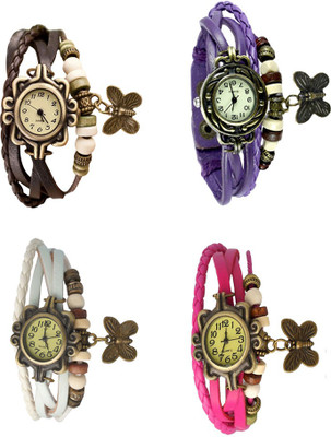 

Kissu Vintage Rakhi Combo of 4 Brown, White, Purple And Pink Watch - For Women