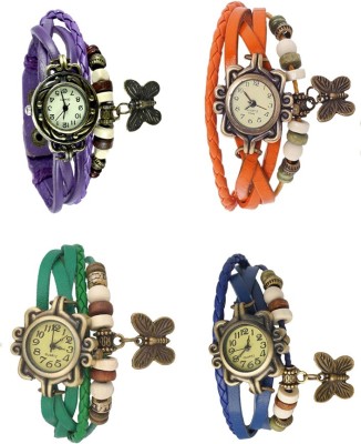 NS18 Vintage Butterfly Rakhi Combo of 4 Purple, Green, Orange And Blue Analog Watch  - For Women   Watches  (NS18)
