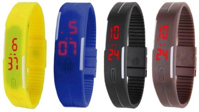 NS18 Silicone Led Magnet Band Combo of 4 Yellow, Blue, Black And Brown Digital Watch  - For Boys & Girls   Watches  (NS18)