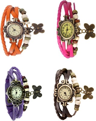 NS18 Vintage Butterfly Rakhi Combo of 4 Orange, Purple, Pink And Brown Analog Watch  - For Women   Watches  (NS18)