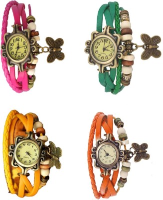 NS18 Vintage Butterfly Rakhi Combo of 4 Pink, Yellow, Green And Orange Analog Watch  - For Women   Watches  (NS18)